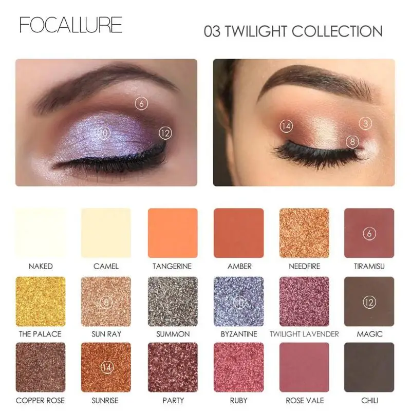 FOCALLURE матовые тени для век набор 18 Цвета Перламутровые Shimmer Макияж Палитра теней