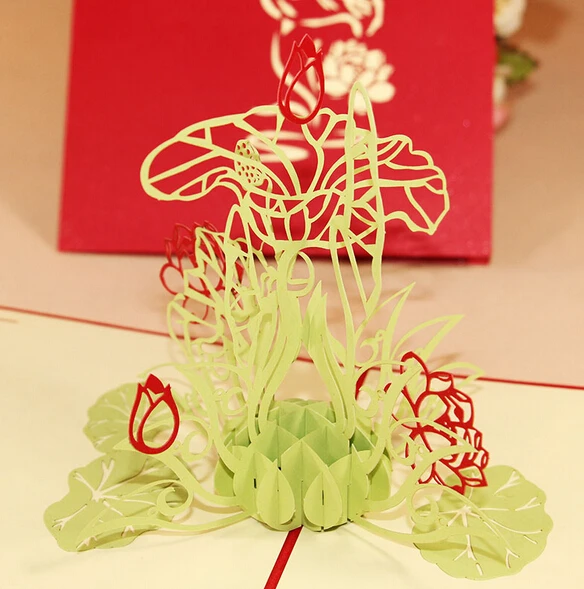 5 шт. объемные открытки с рисунком лотоса | Дом и сад