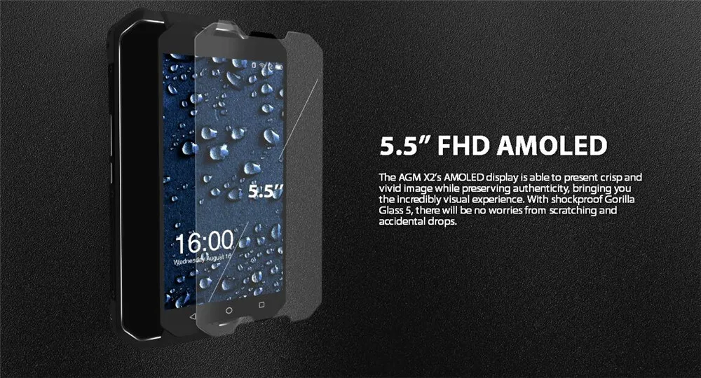 AGM X2 ЕС IP68 Водонепроницаемый мобильный телефон с двумя слотами 12MP сзади Камера s+ 16MP Фронтальная камера 6 ГБ+ 128 ГБ 6000 мАч 5," FHD 4 аппарат не привязан к оператору сотовой связи с защитой от пыли