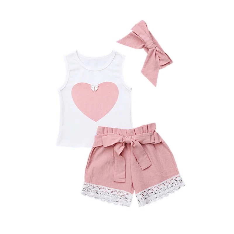 3 шт. комплект одежды для маленьких девочек жилет футболка + короткие брюки