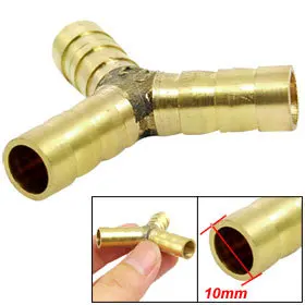 5 Шт. Золото Тон Воздушной Линии Трубы Шланг Хвост Латунь 3 Way Y Разъем 10 мм |
