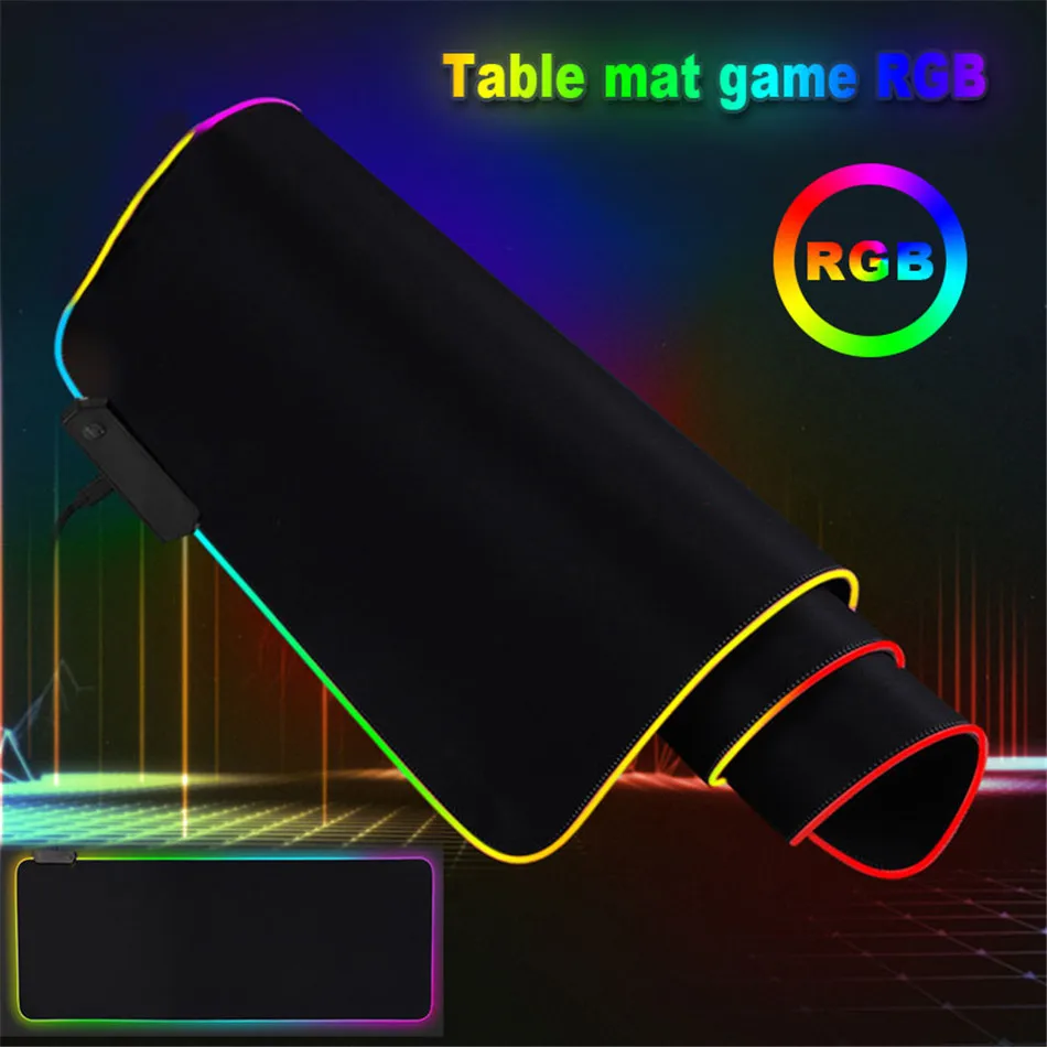 Светодиодный игровой коврик для мыши, RGB, негабаритный, светящийся, USB, светодиодный, с расширенной подсветкой, клавиатура, не скользит, одеяло, коврик для DOTA PUBG