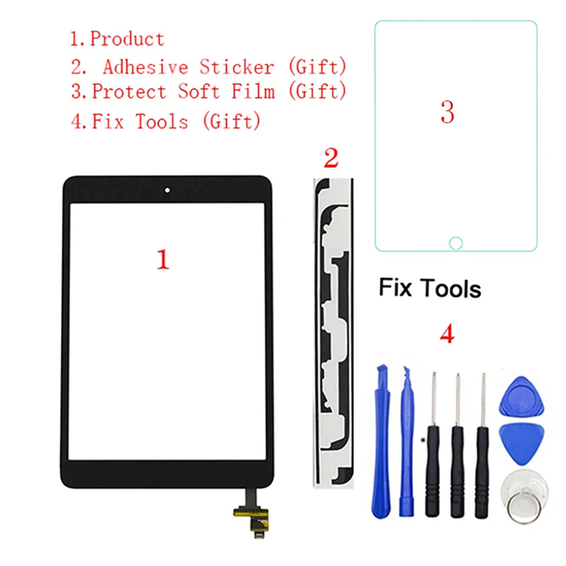 1 шт. дигитайзер сенсорного экрана+ разъем микросхемы+ кнопка для iPad Mini1 Mini 1 Mini2 Mini 2 7," A1432 A1454 A1455 A1489 A1490 A1491