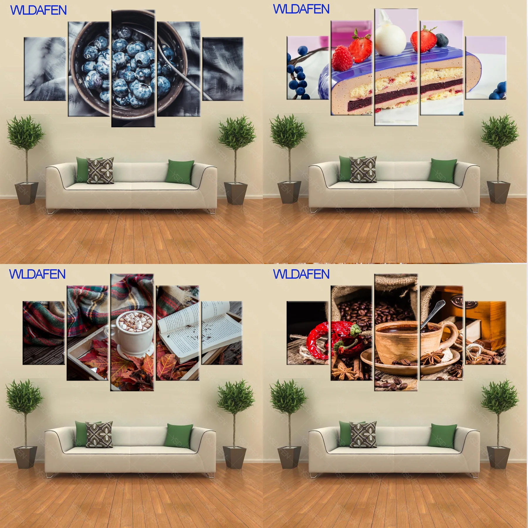 Холст стены Книги по искусству фотографии Framework Кухня Ресторан Декор 5 шт. фруктов