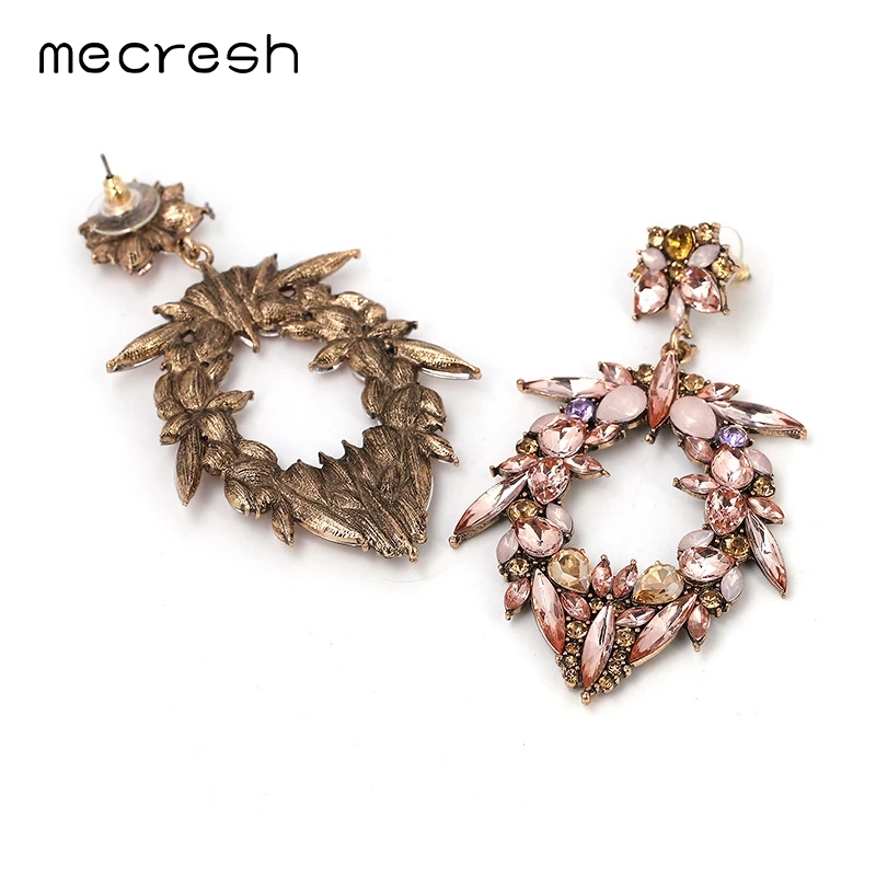 Mecresh винтажные хрустальные цветы Висячие серьги для помолвки вечеринки