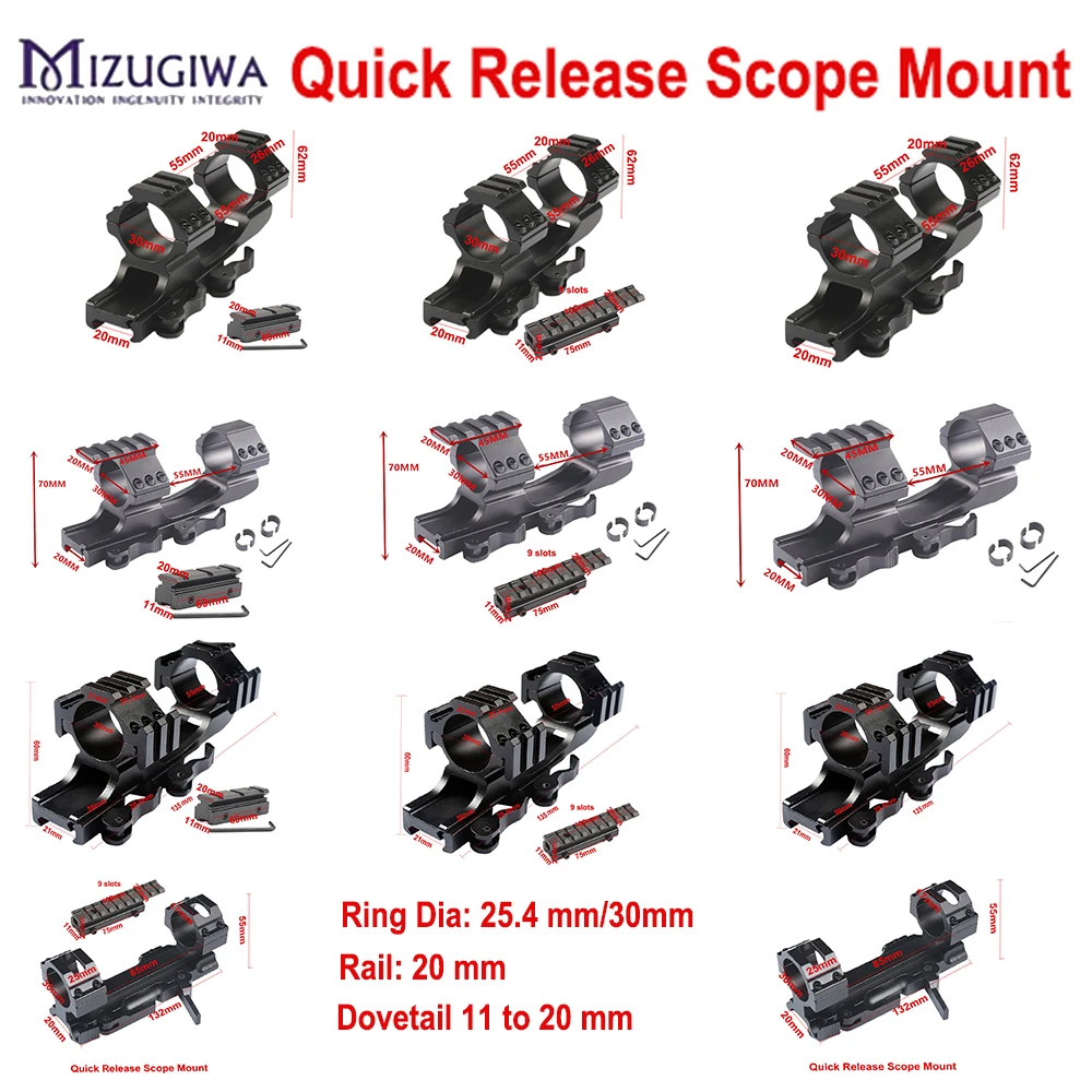 Крепление для QR Scope 30 мм 1 дюйм 25 4 кольца W/Stop Pin Zero Recoil Base 11 до 20 адаптер Picatinny Rail Weaver