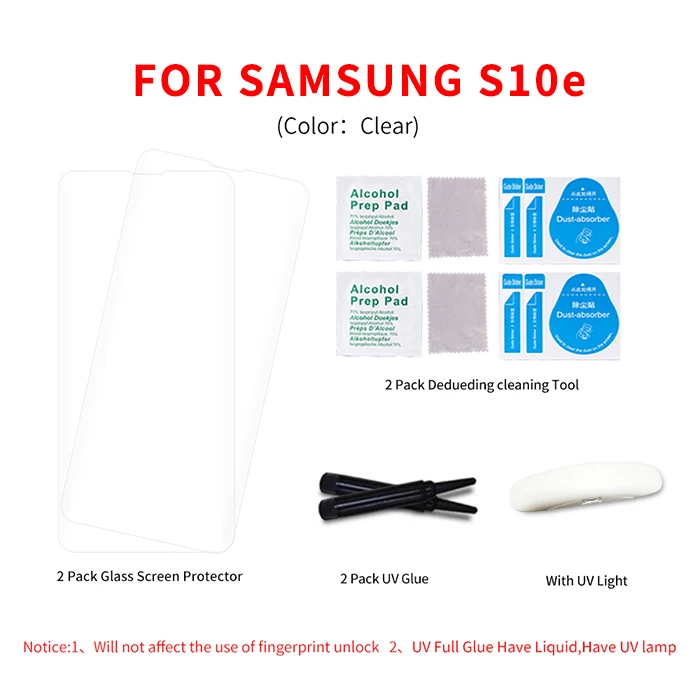 S10P UV Clear 1piece Для samsung S10 S10+ S10e полный клей изогнутый стеклянный экран протектор отпечатков пальцев разблокировка 3D жидкая УФ защитная пленка из закаленного стекла - Цвет: S10P UV Clear 1piece