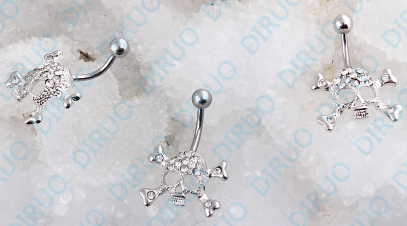 New Arrival Skeleton Belly Button Ring High CZ Stainless Steel Navel Body Piercing Jewelry For Sexy Women |