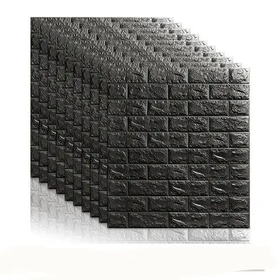 Черный 70*77 3D кирпичные настенные наклейки DIY самоклеющийся Декор пенопластовое водонепроницаемое покрытие для стен обои для телевизора фон для детской гостиной - Цвет: Черный