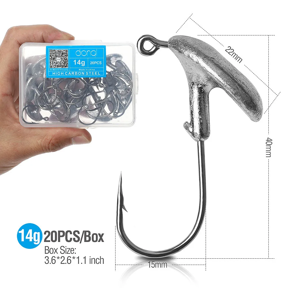 20pcs 14g DONQL, 20 шт./лот, свинцовая головка, рыболовный крючок, стакан, колючий крючок, рыболовный крючок, 3,5 г, 5 г, 7 г, 10 г, 14 г, для мягкой приманка для карпа на рыбалку, крючок, снасти - Цвет: 20pcs 14g