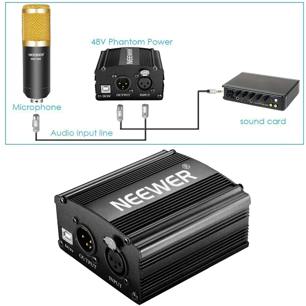 Neewer NW-800 конденсаторный микрофон комплект с USB 48 В фантомный источник питания NW-35