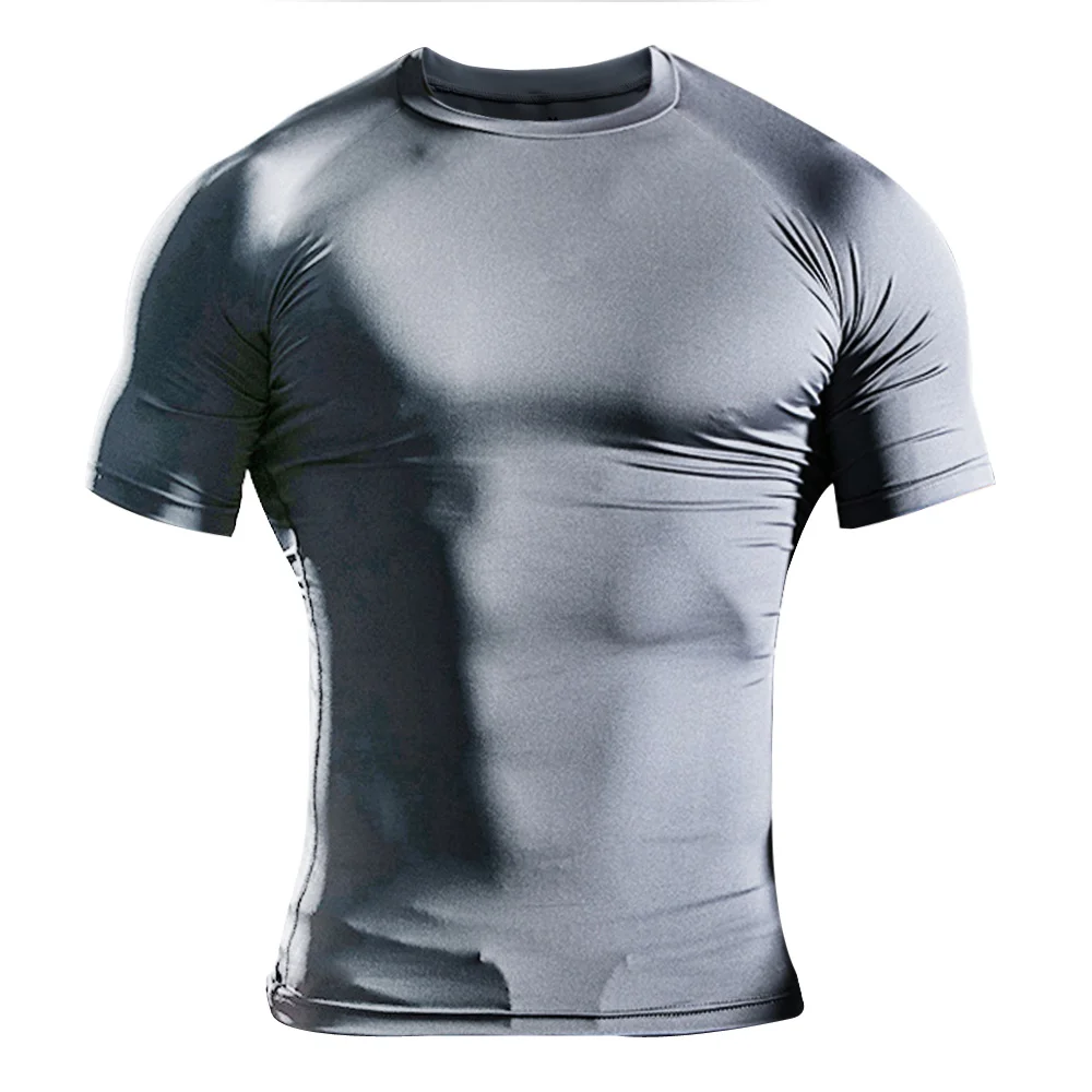 Мужские футболки для тренировок бодибилдинг, короткий рукав, Футболка Slim Fit спандекс для тренировок Мужская спортивная одежда обтягивающие для тренировки одежда