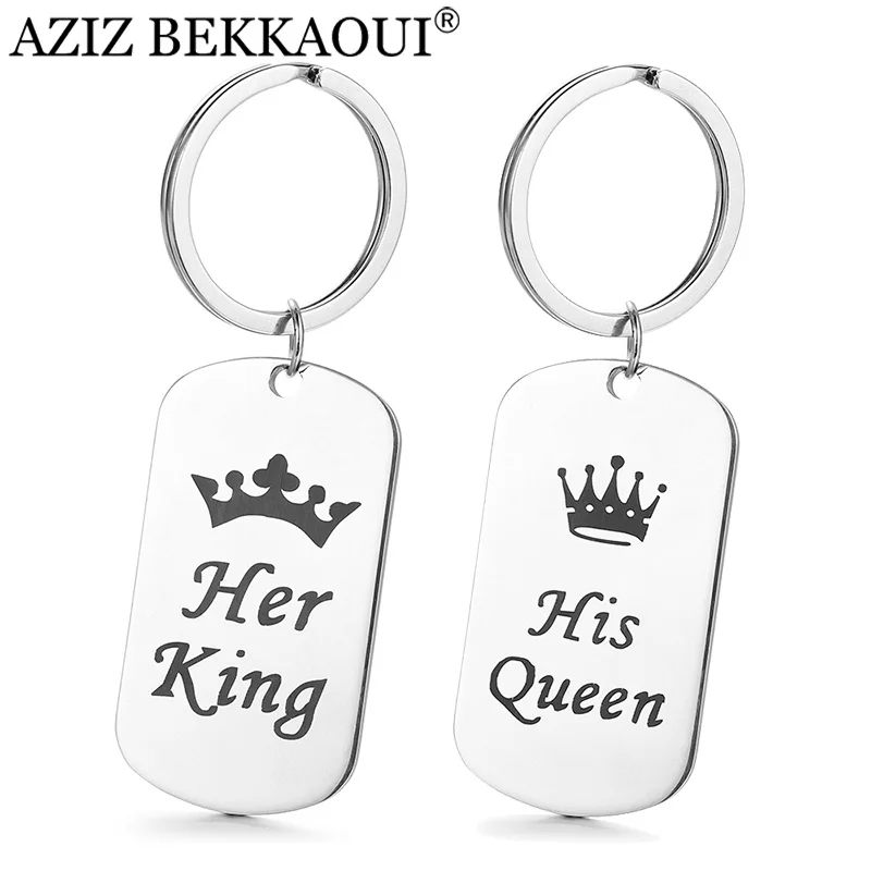 Брелок для ключей AZIZ BEKKAOUI King & Queen с именем собаки бирка из нержавеющей стали