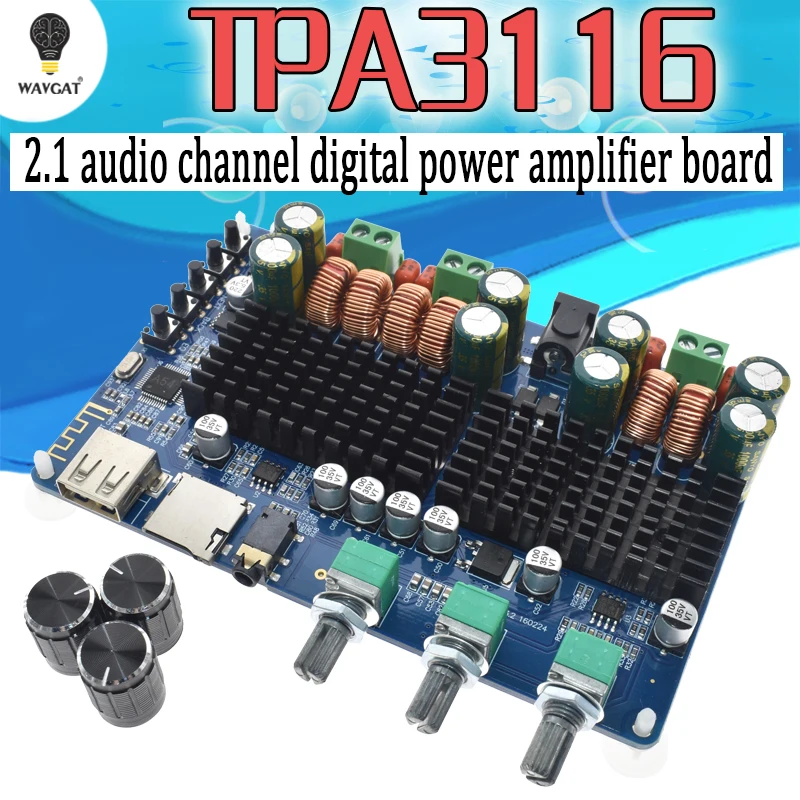 Плата цифрового усилителя мощности TPA3116 50 Вт + 50 Вт, декодер USB TF с Bluetooth, 2,1 каналов, плата цифрового усилителя мощности 2,1, плата цифрового усилителя мощности