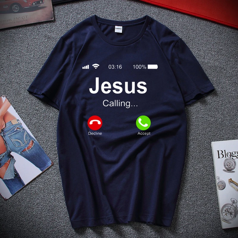 Футболка для христианина Jesus is call уникальная забавная футболка мужчин новейшие