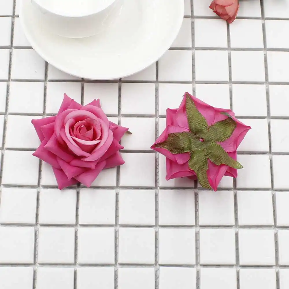 Light rose red 5 шт. фланелевый большой цветок поддельный цветок голова аксессуары для дома украшения DIY свадебный скрапбук Рождественская елка Роза - Цвет: Light rose red