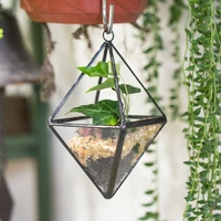 modern gardening hanging planter geometric glass container garden air plant flower pot bonsai succulent plant pot garden decor