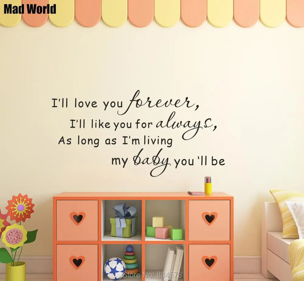 Mad World I Will LOVE YOU FOREVER My BABY You Be настенные художественные наклейки домашнее украшение