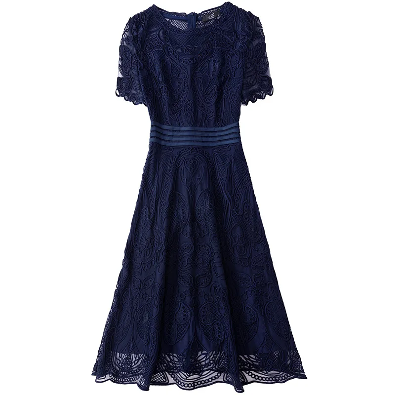 Платье женское летнее коктейльное с круглым вырезом и вышивкой | Женская одежда