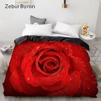 3d print custom duvet covercomforterquiltblanket case 220x240200x200queenkingbedding for wedding red rosedrop ship