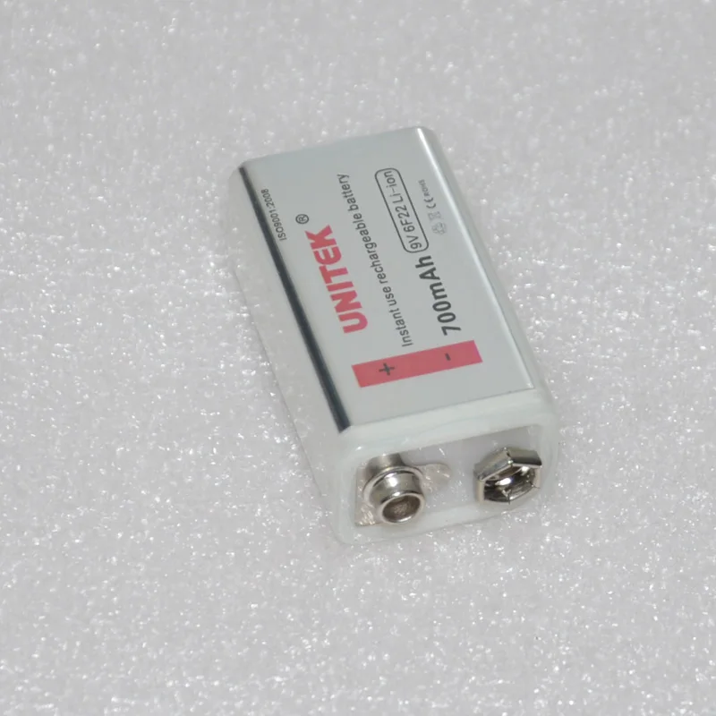 2 шт. UNITEK 700 мАч 6F22 USB 9 в перезаряжаемая литий-ионная батарея для беспроводного