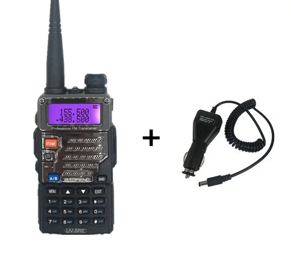 add car charger BAOFENG UV-5RE портативная рация радио Amador UHF VHF морская Портативная радиостанция HF трансивер сканер UV 5R Woki Toki - Цвет: add car charger