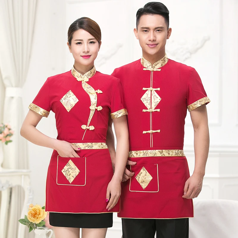 Женский комбинезон с коротким рукавом для работы в отеле J074|waiter clothes|restaurant