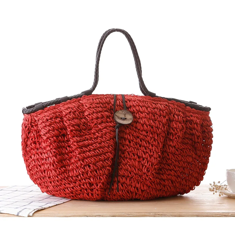 Dropshipping 2018 Women Top-Handle Bags Coconut buckle straw bag summer Travel beach large capacity Handbags for | Багаж и сумки