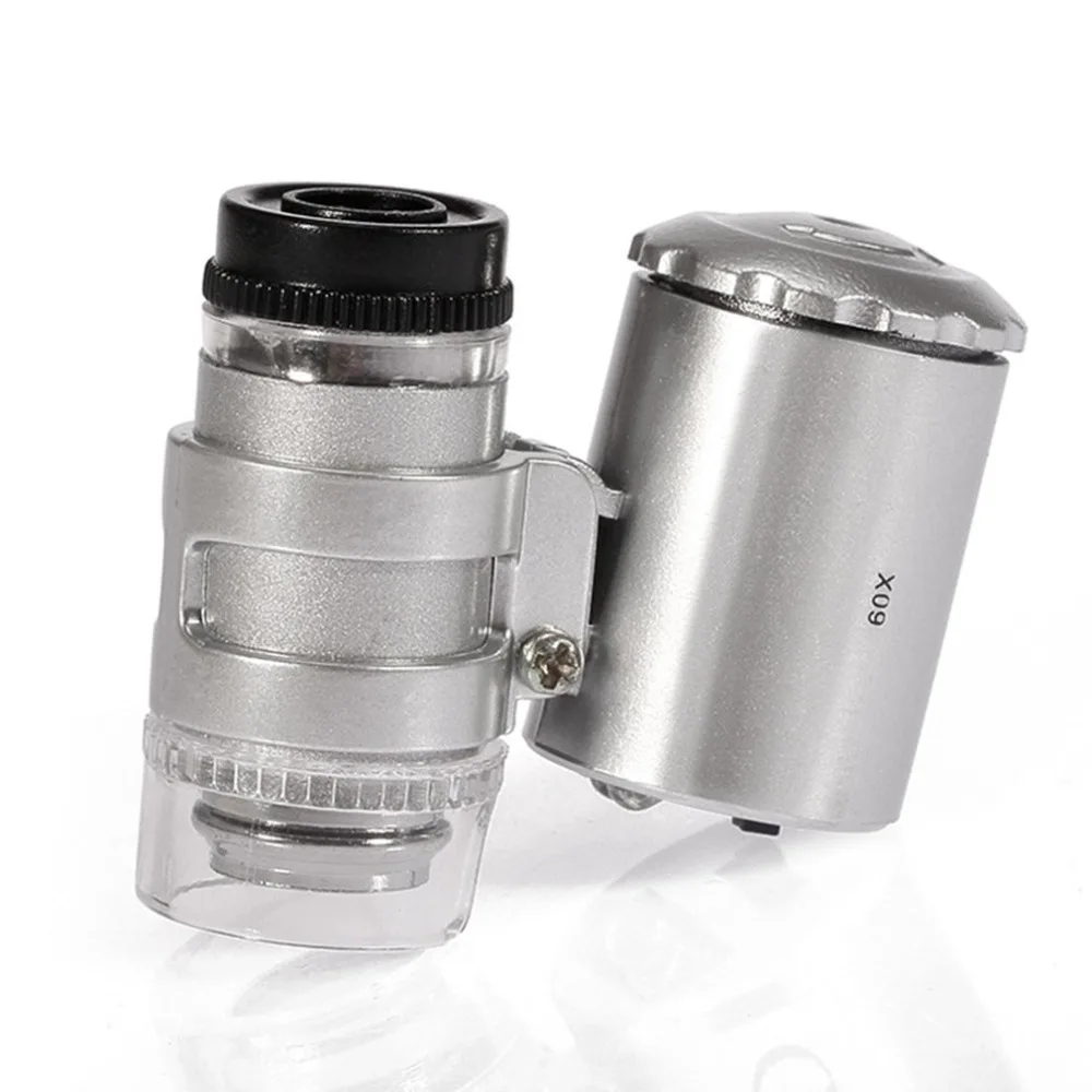 Portable Handheld 60x Pocket Microscope Loupe Jeweler Magnifier With LED Light Free Rotation Adjustable Focus | Инструменты