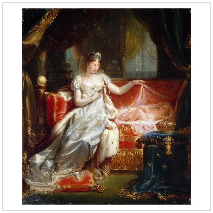 

Classical figurative painting canvas portrait art poster picture court painting mother and child modern decorative art