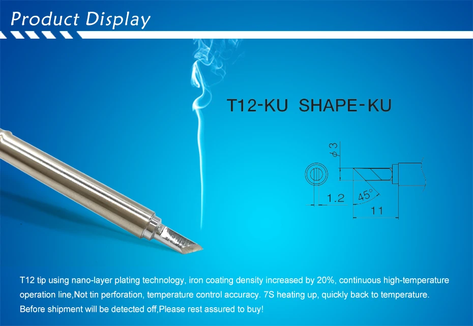 QUICK T12 электронные ПАЯЛЬНЫЕ НАКОНЕЧНИКИ T12-KU серии Железный паяльный наконечник сварочные инструменты для FX907/9501 ручка T12 станция