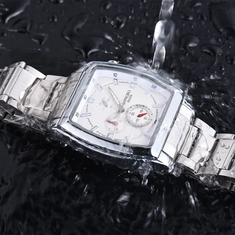 Часы Longbo мужские армейские спортивные квадратные из нержавеющей стали|clock brand|clock