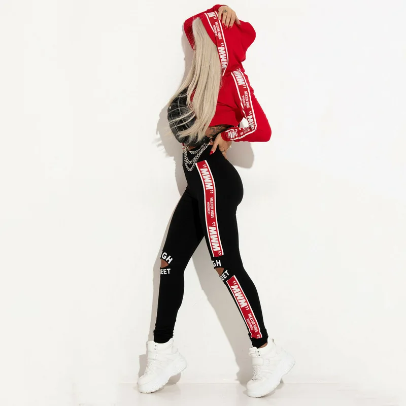 Модный комплект в стиле панк хип хоп уличная одежда из 2 предметов осенние