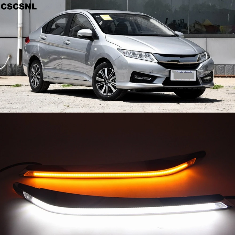 CSCSNL 2 шт. светодиодные дневные ходовые огни светильник для Honda City Grace 2015 2018 желтый