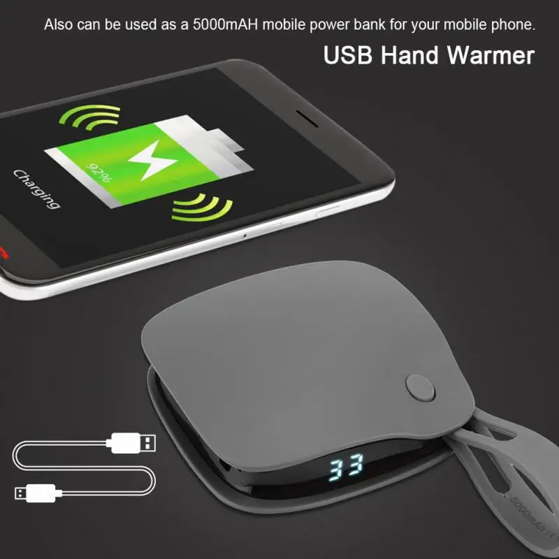 Перезаряжаемая грелка для рук 5000 мАч внешний аккумулятор портативный USB