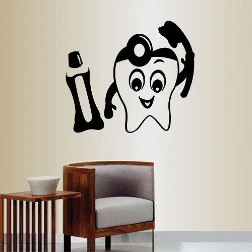 Pegatina diente dientes etiqueta dentista hueco ventana vinilo clinica стоматологический картель divertido|Наклейки