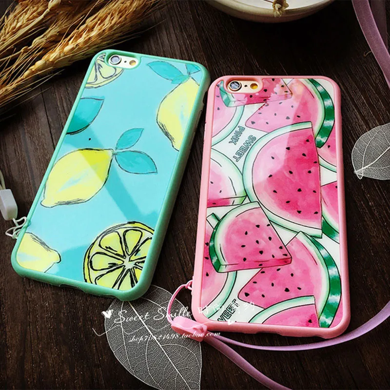 Summer NOVELTY Fruit Lemon Watermelon Silicon TPU Soft Back Cover Case For iPhone 5s 5se 6 6S 6plus 6s 7 8plus Mobile Phone |