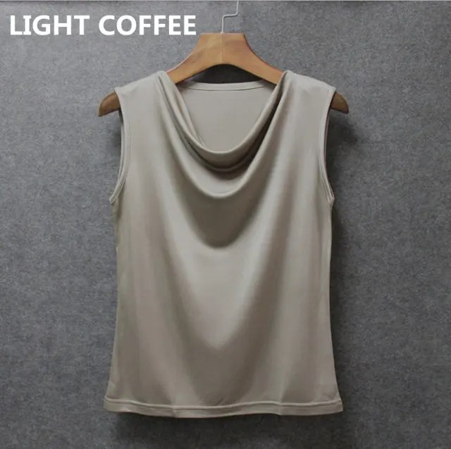 Light Coffee Шелковая Женская майка без рукавов с v-образным вырезом простые кофточки сексуальные рубашки Весна Лето Мода Стиль Многоцветный - Цвет: Light Coffee