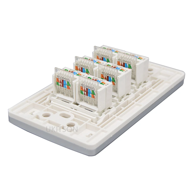 Шесть портов сетевой штекер RJ45 CAT5E CAT6 Интернет Ethernet настенная Лицевая панель для