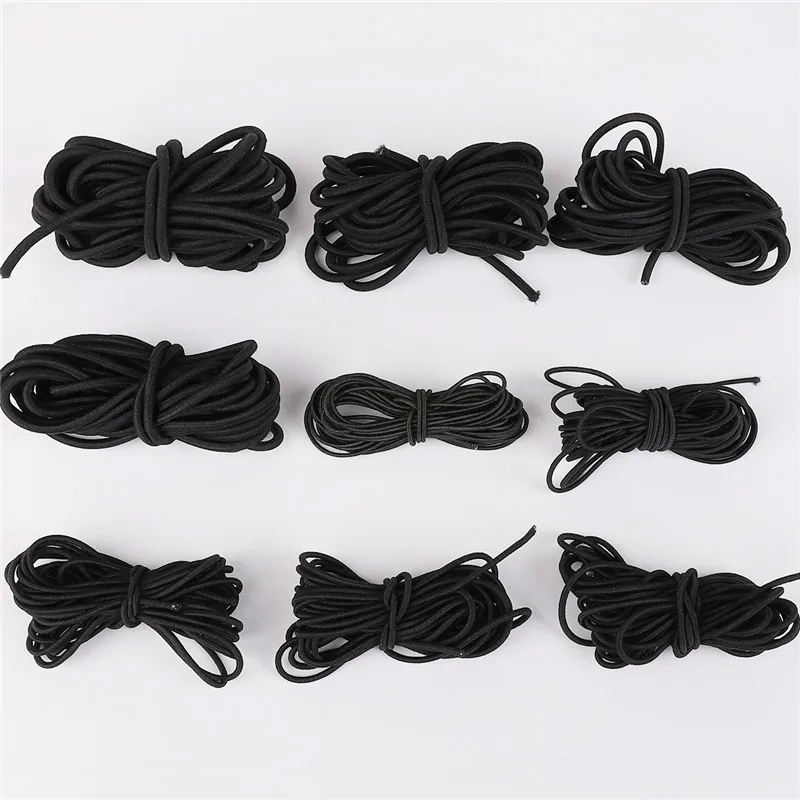 2 Meters Black Strong Elastic Rope Cords Bungee Shock Stretch String for Crafts DIY Outdoor Project Tents Kayak Boat Bag Luggage