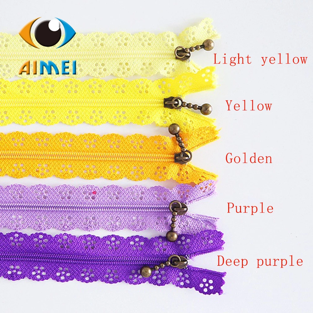 Сделай сам ручной 20 см гладкая цветная молния нейлон кружево бронза капли воды