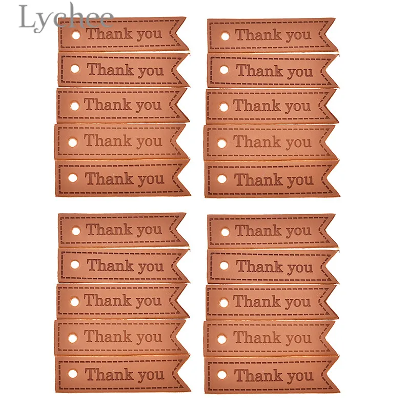 thank you Личи 20 шт ручной работы из искусственной кожи бирки тиснением этикетки DIY этикетки типа «флажок» для одежды сумки, швейные принадлежности - Цвет: thank you