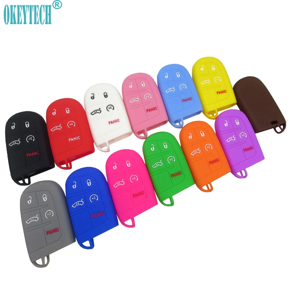 OkeyTech Car Accessaries Silicone Key Cover Shell For Jeep Compass Grand Cherokee Chrysler 300C Wrangler Dodge Cases | Автомобили и