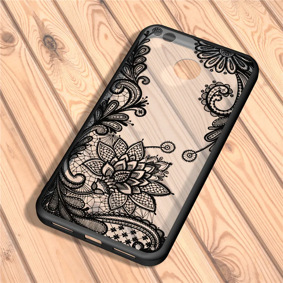 DAGUDON Transparent Case Cover for Xiaomi redmi 4X Fashion Lace Ultra Slim Hard PC For Mandala Floral |