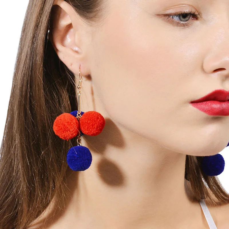 Новинка 2018 женские разноцветные ювелирные изделия с разноцветными помпонами и