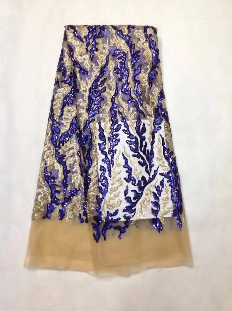 5 лет/шт Красивые золотые и фиолетовые пайетки дизайн африканская сетка кружева