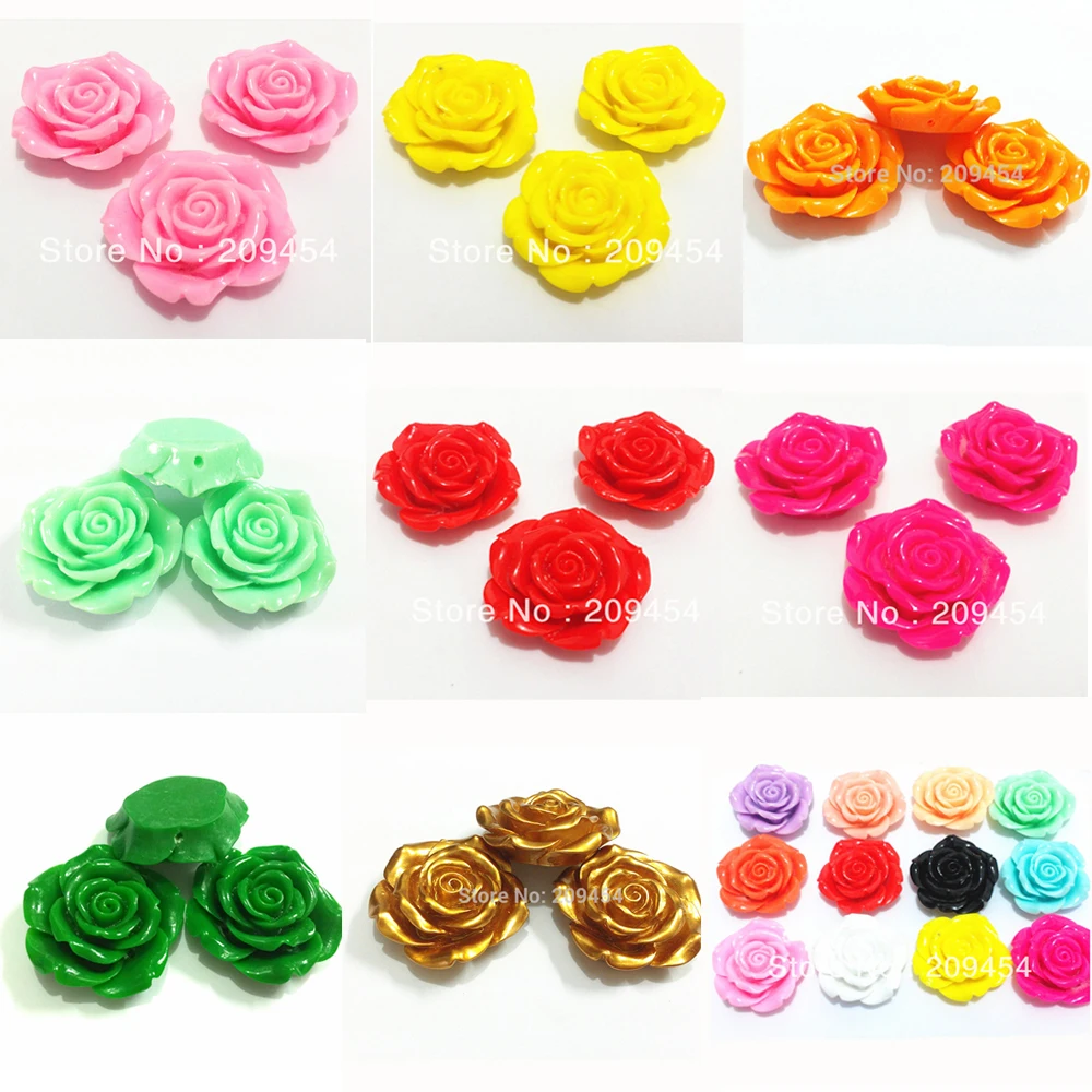 Крупные бусины в виде цветка розы из смолы 42 мм 50 шт./пакет (с отверстием)|chunky