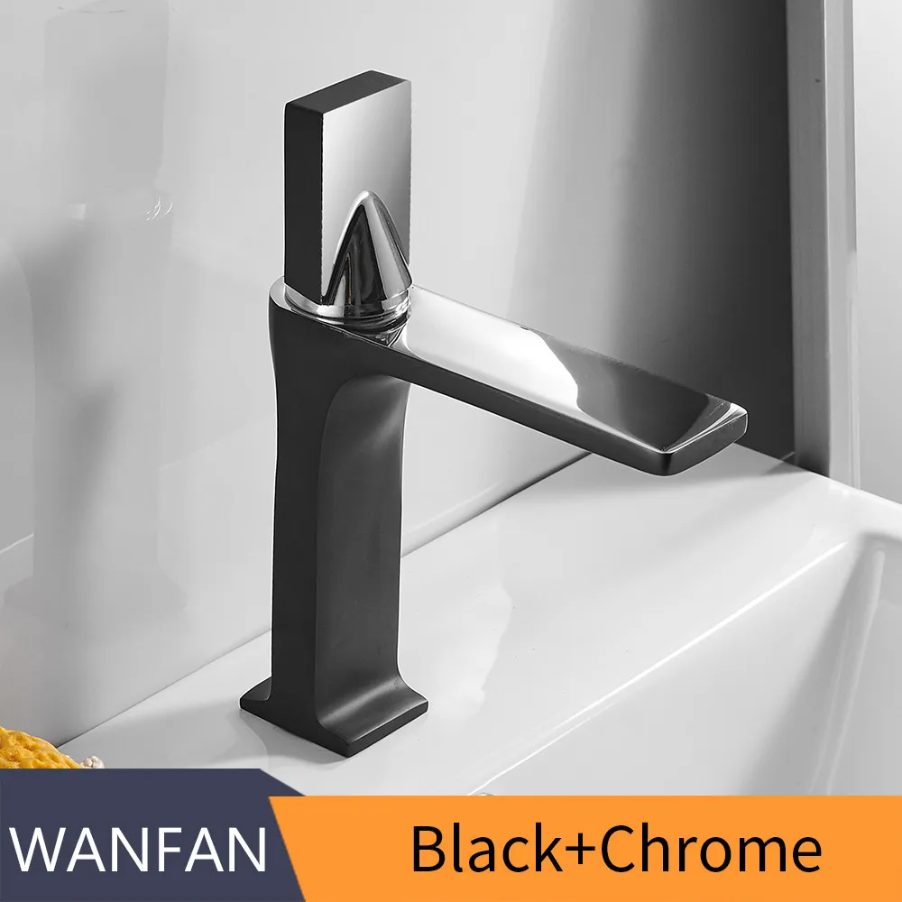 Black and Chrome Смеситель для раковины в стиле ретро, белый кран, кран для раковины в ванной, кран с одной ручкой и отверстием на бортике, смеситель для горячей и холодной воды, кран 855002 - Цвет: Black and Chrome