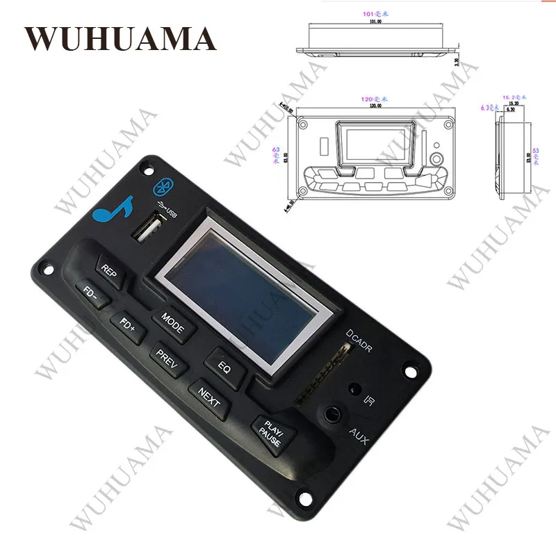 Bluetooth MP3 декодирующая плата модуль светодиодный Lyric 12 В DIY USB/SD/MMC WAV декодер Запись MP3 плеер AUX FM папки переключатель карт ридер