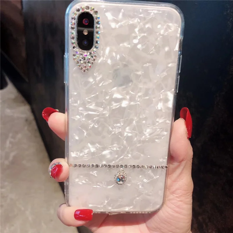 Luxury Fashion Marble Phone Case for IPhone 7 X 6 XS 6S 8 XR MAX Rhinestone Plus Soft Cover |